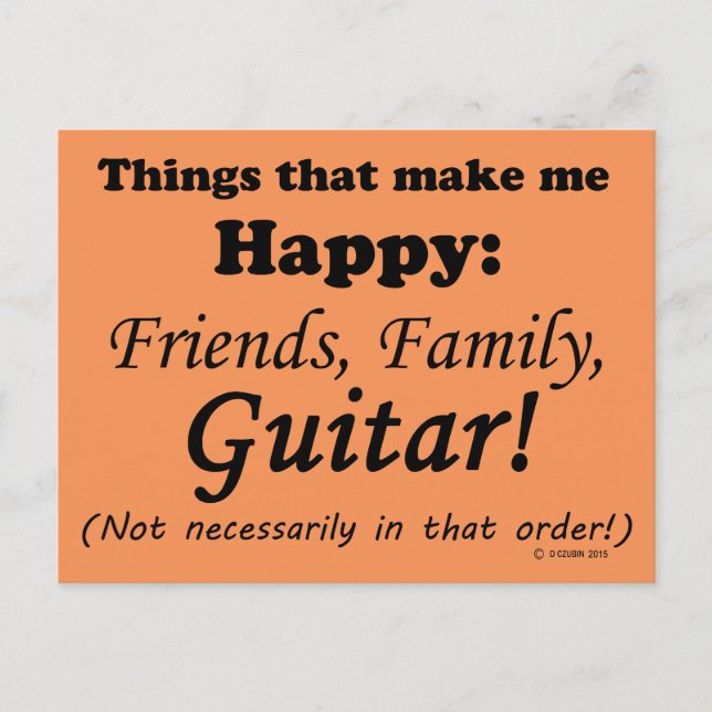 Guitar gör mig Lycklig Vykort (Framsida)