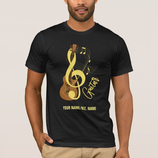 Guitar Graphic Musician Music Theme T Shirt (Framsida)