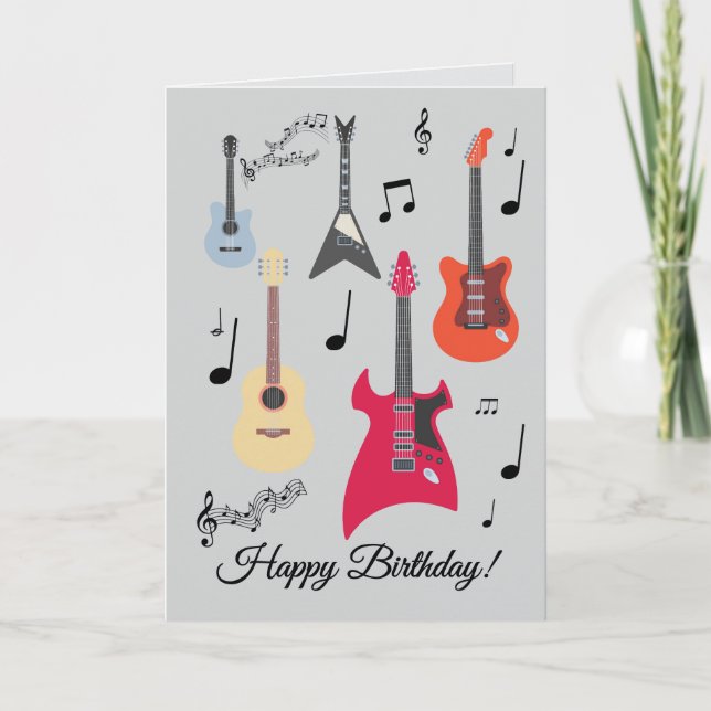 Guitar Grattis på födelsedagen-kort Helgkort (Framsida)