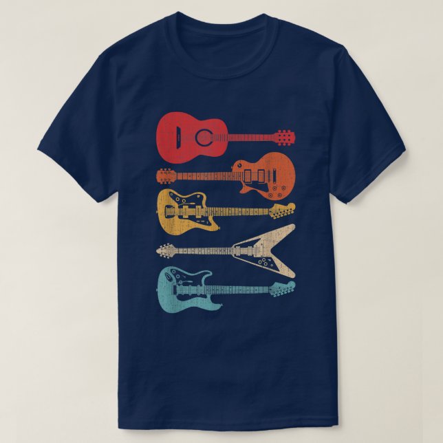 Guitar Guitar Älskare Retro Stil för Guitarist T Shirt (Design framsida)