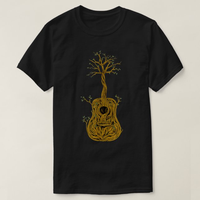 Guitar Guitar Livets träd Natature Guitarist Gift T Shirt (Design framsida)