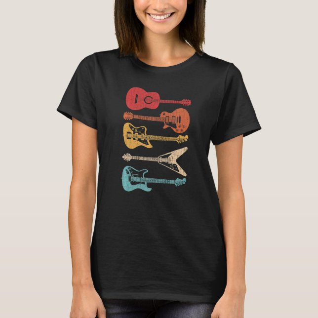 Guitar Guitar Retro Stil för Guitarist T Shirt (Framsida)