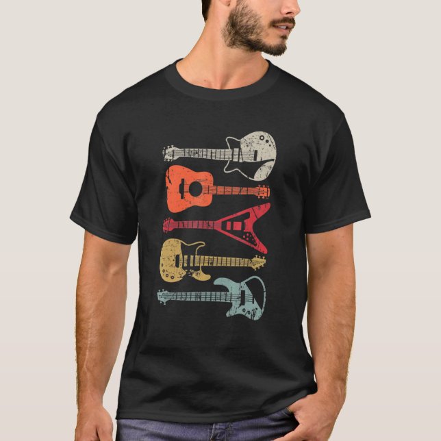 Guitar Guitar Retro Stil för Guitarist T Shirt (Framsida)