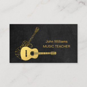Guitar Guld Music Teacher DJ Musician Geometric Visitkort