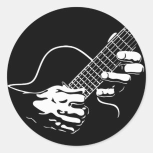 Guitar Händer II Runt Klistermärke