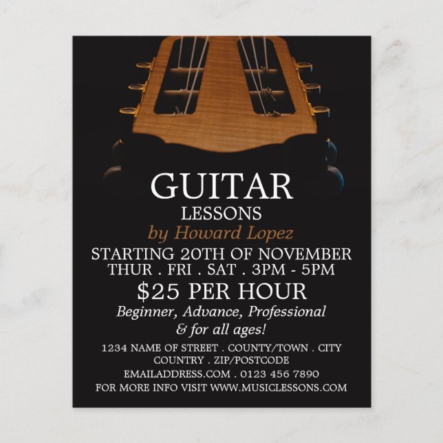 Guitar Head, Guitar Lessons Advertising Flyer (Framsidan)