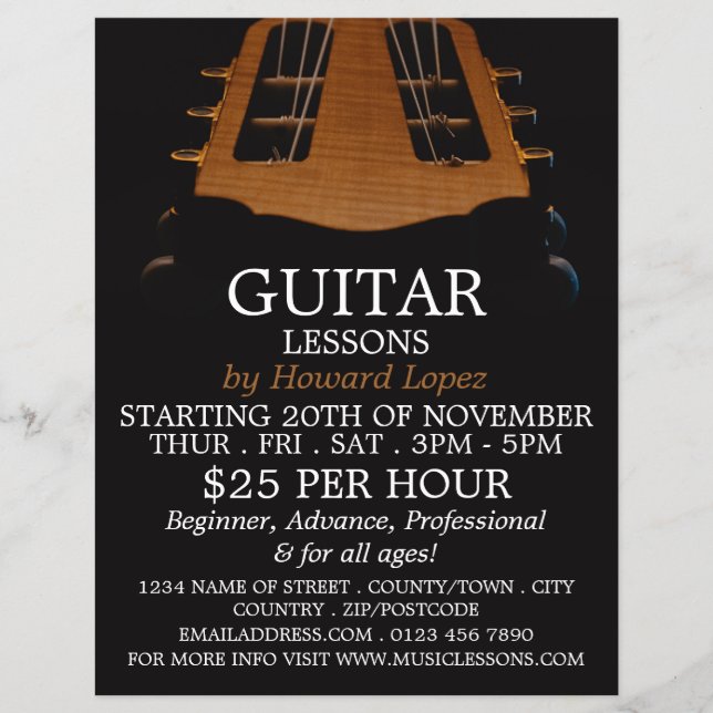 Guitar Head, Guitar Lessons Advertising Flyer (Framsidan)