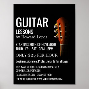 Guitar Head, Guitar Lessons Reklamation Poster