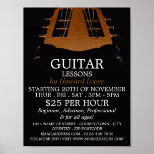 Guitar Head, Guitar Lessons Reklamation Poster