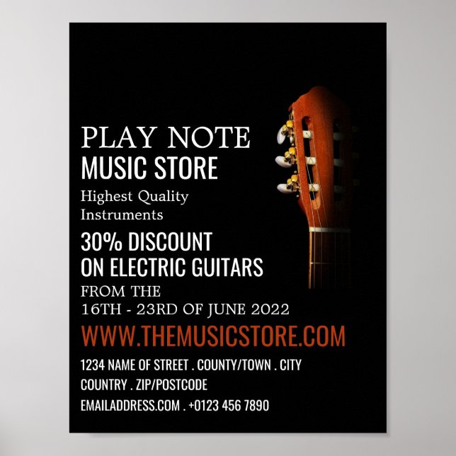 Guitar Head, Musical Instrument Store Poster (Framsidan)