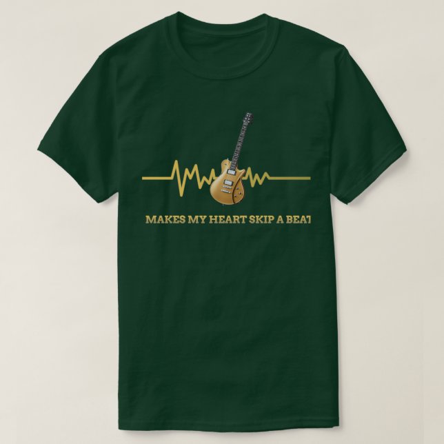 GUITAR HEARTBEAT EKG HEARTLINE GER MITT HJÄRTSKAP T SHIRT (Design framsida)