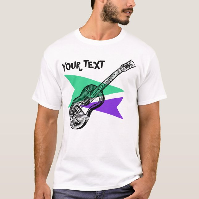 Guitar Hero Music Retro Illustration anpassningsba T-shirt (Framsida)