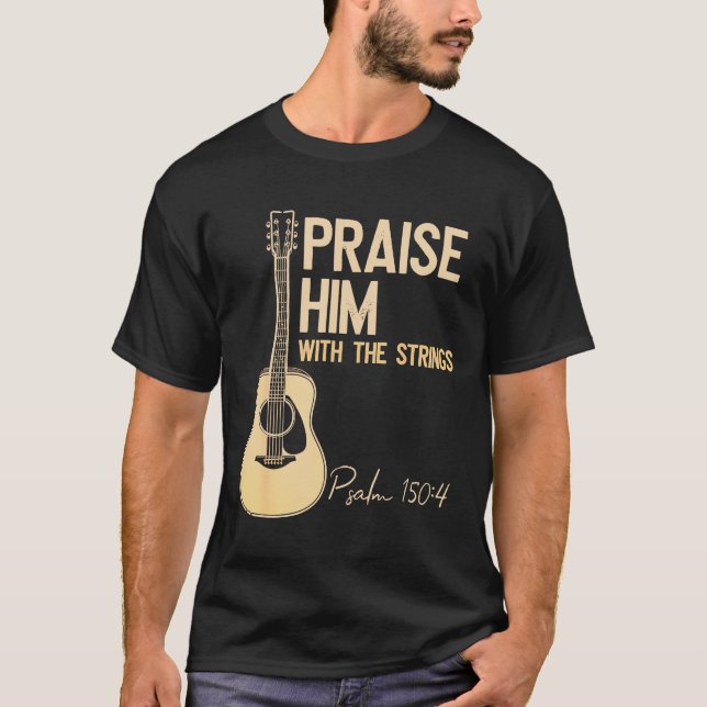 Guitar - höj honom med den kristna gitarren t shirt (Framsida)