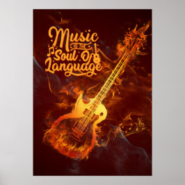 Guitar i brand | Musik är språksjälen Poster