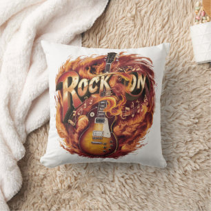 Guitar i lågor med anteckningar i skymningen kudde