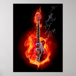 Guitar in Flames Poster