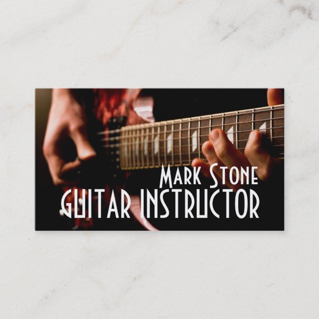 Guitar Instructions, Music, Instruments Business Visitkort (Framsida)