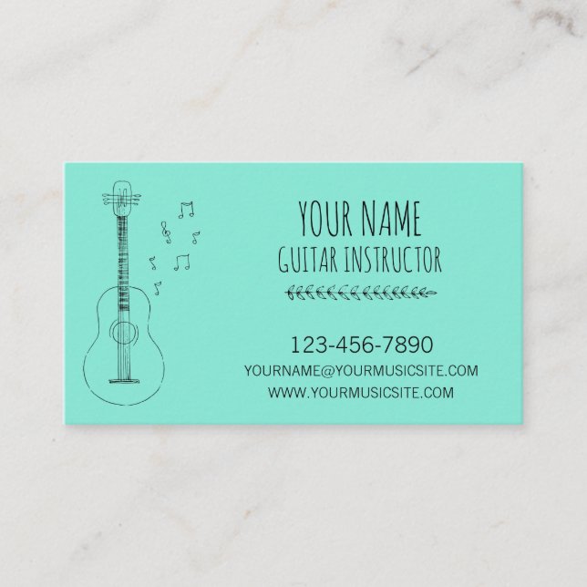 Guitar Instructor Guitarist Professionell Musician Visitkort (Framsida)