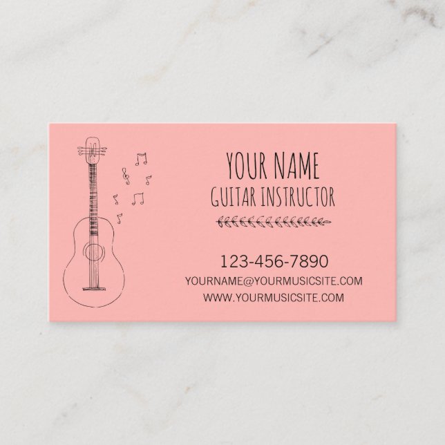 Guitar Instructor Guitarist Professionell Musician Visitkort (Framsida)