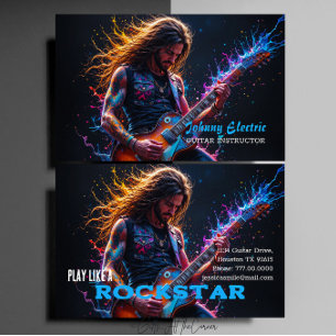 Guitar Instruktörs Rockstjärna Visitkort