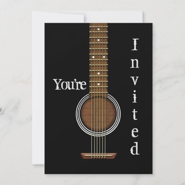GUITAR-INVITATION - Acoustic Black - Multi-Purpose Inbjudningar (Framsida)