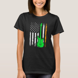 Guitar Irish American Flagga St patrick's day Mana T Shirt