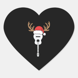 Guitar jul Santa Hat Reindeer Hjärtformat Klistermärke