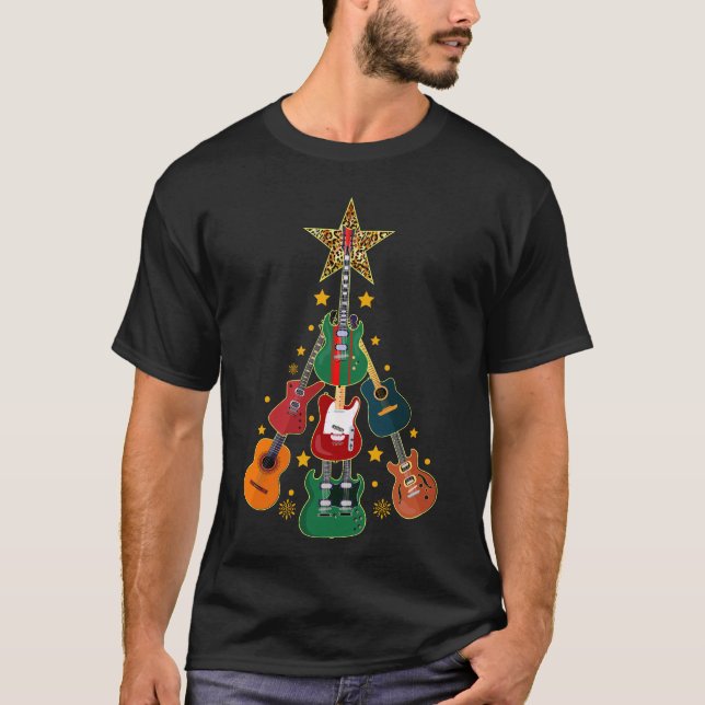 Guitar Julgran Guitar Älskare jul T Shirt (Framsida)