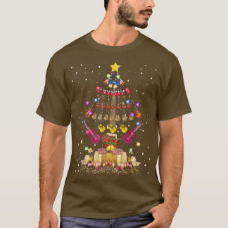 Guitar Julgran Light Star Top Merry Christm T Shirt