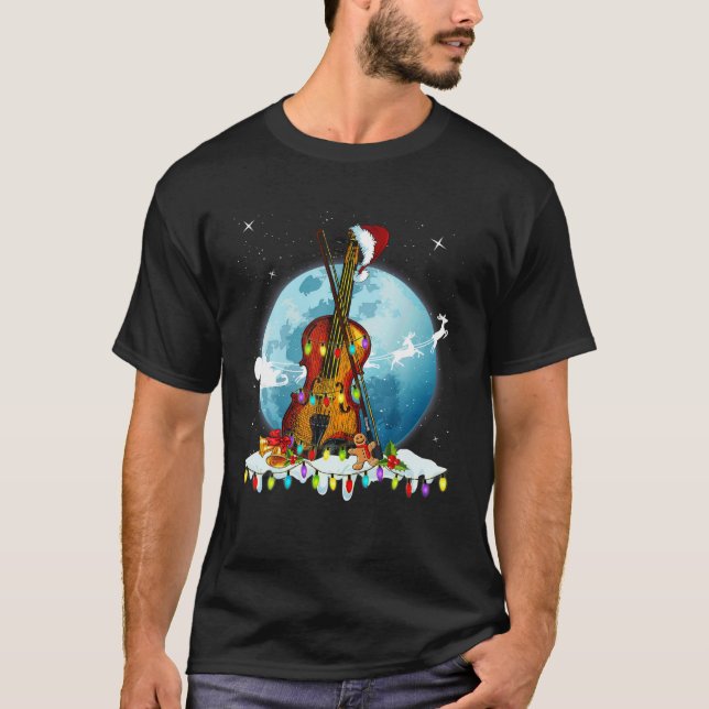 Guitar Julgran Santa Hat Julafton Light Guitari T Shirt (Framsida)