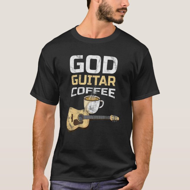 Guitar-kaffe och Jesus Guitarist-kaffe T Shirt (Framsida)