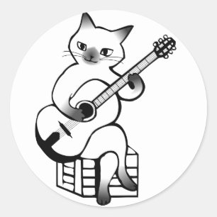 Guitar-kattklistermärken Runt Klistermärke
