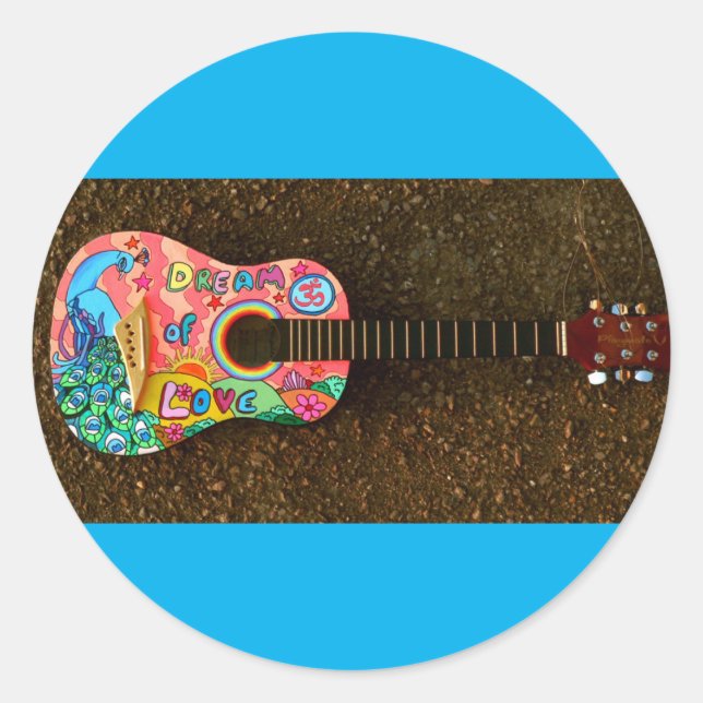 Guitar-klistermärken. Runt Klistermärke (Framsida)