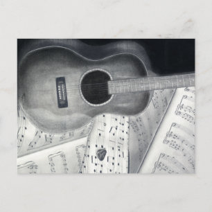 Guitar & Lakan Music Postcard Vykort