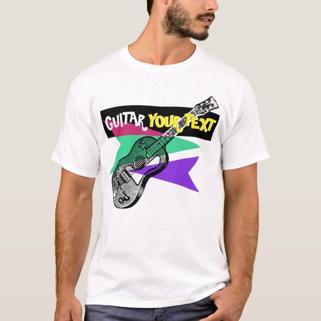 Guitar Legend Hero Retro Illustration Anpassningsb Tee (Framsida)