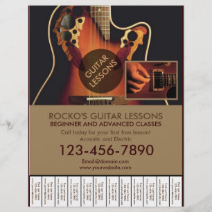 Guitar-lektioner för anpassadets professionell reklamblad