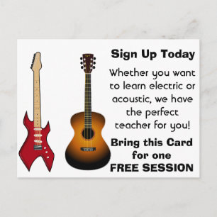 Guitar Lesson Advertising Postcard Vykort