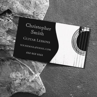 Guitar Lessons Black White Musical Abstrac Visitkort