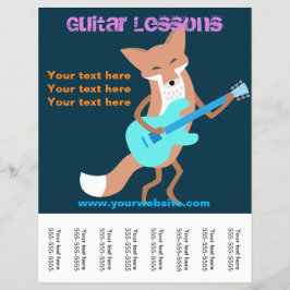 Guitar Lessons Flyer med Fox Spela Guitar