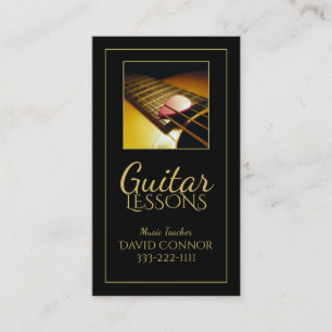 Guitar Lessons Music Teacher Classic Black Card Visitkort