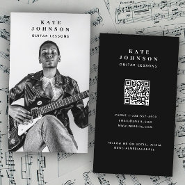 Guitar Lessons Musician Photo Social Media QR-kod Visitkort