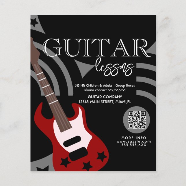 Guitar Lessons Vuxen Children Business Flyers (Framsidan)