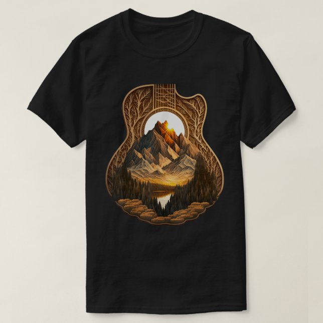 Guitar Ligcape Music Älskare, Acoustic Guitar Play T Shirt (Design framsida)