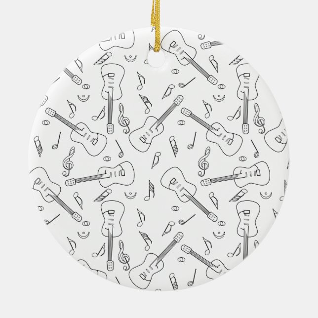Guitar Linjer Musik noter Julgransprydnad Keramik (Baksidan)
