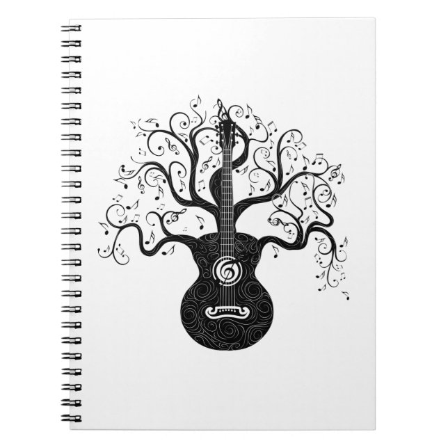 Guitar livets träd och musik noter anteckningsbok (Framsidan)