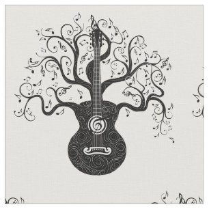 Guitar livets träd och musik noter tyg