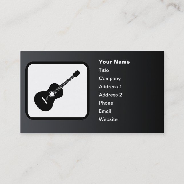 Guitar Logotyp Anpassade Black Visitkort (Framsida)