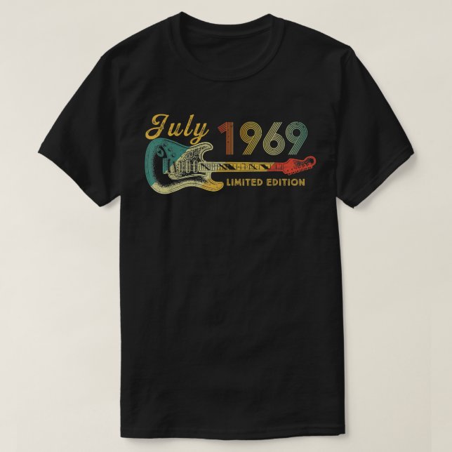 Guitar Lover 53 Year Old Gifts July 1969 Limited E T Shirt (Design framsida)