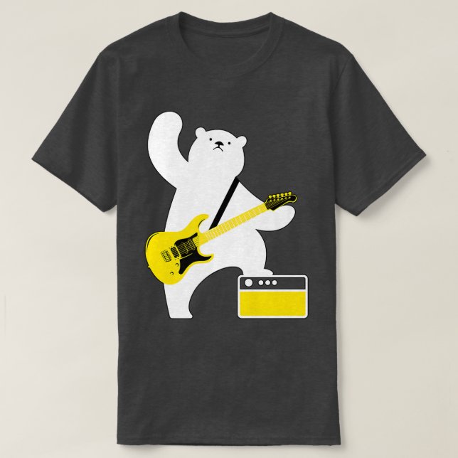 Guitar Lover Bear Playing Bass Guitar Guitarists M T Shirt (Design framsida)