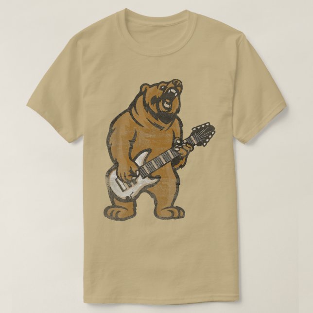 Guitar Lover Bear Playing Bass Guitar Guitarists M T Shirt (Design framsida)